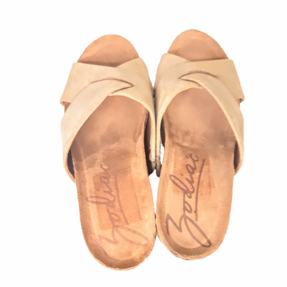 Zodiac Mila Cork Wedge Summer Slide Sandal in Sand Beige Flip Flop Thong boho - Picture 9 of 10